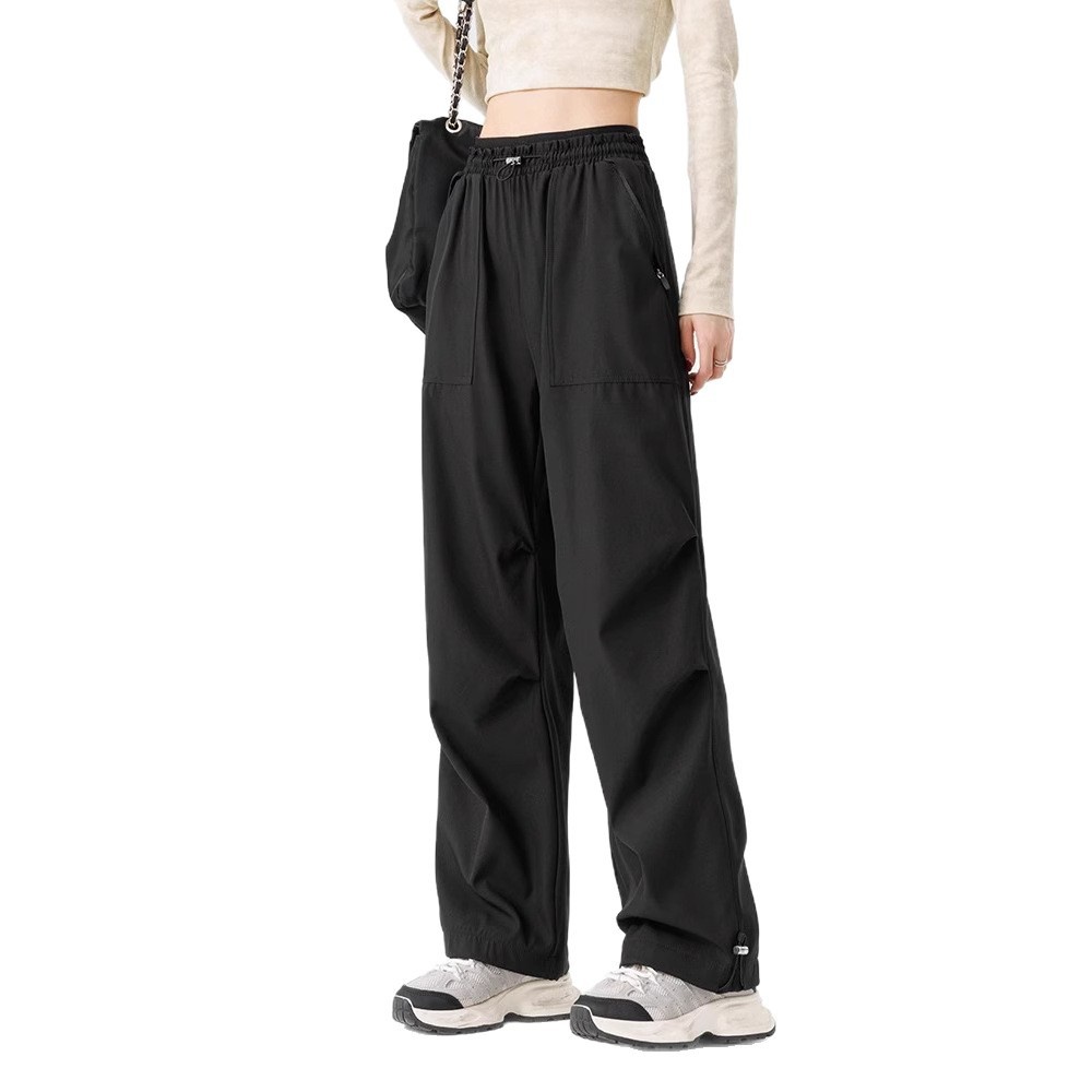 001 Woodpecker Pantalones casuales de verano para mujer, largos, con cordón, sencillos, de cintura alta, adelgazantes, de pierna ancha, para exteriores, para hombre_voghion.com