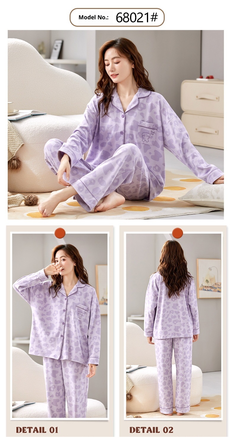 Pigiama ChicShe 100% cotone, primavera e autunno, cardigan a maniche lunghe, caldo abbigliamento da casa, comodo, morbido, vestibilità ampia, da donna._voghion.com