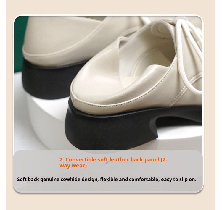 Mocassini in vera pelle con suola spessa 2024, nuovi modelli primaverili in stile britannico, scarpe basse versatili con tacco grosso e lacci per donna_voghion.com