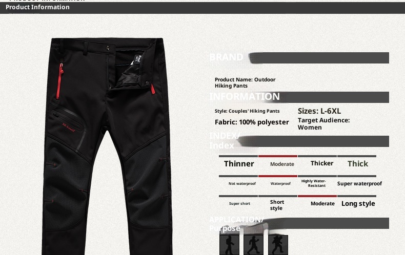 001 Outdoor Softshell For Men Women, Autumn Winter, Thickened, Windproof, Waterproof, Plus Size, Warm, Fleece-Lined, Hiking_voghion.com