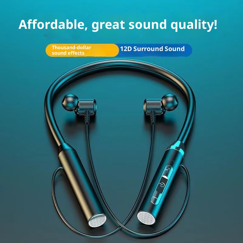 Cuffie auricolari wireless sportive con archetto da collo 3c, auricolari in-ear doppi, da appendere al collo, batteria a lunga durata, standby K21 Bluetooth 5.3_voghion.com