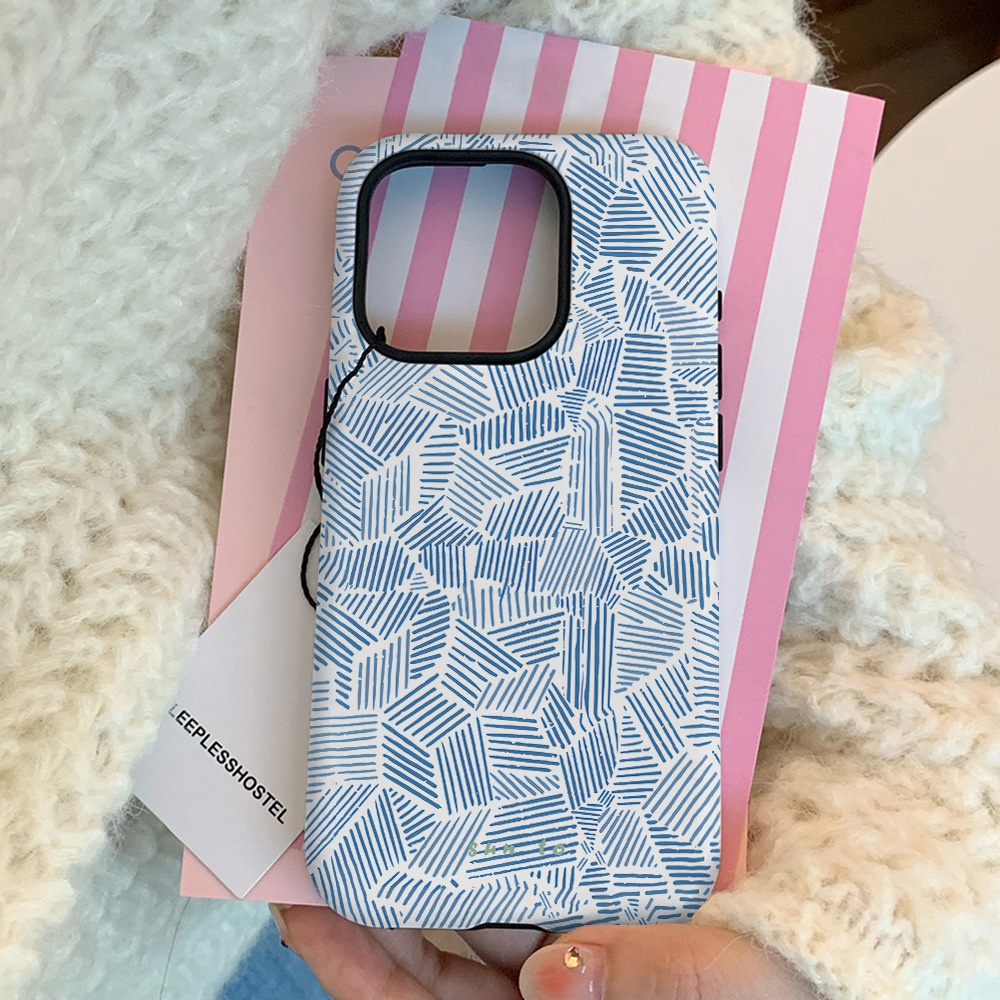 Coque rigide TechGlobe Ins Style Personality Patchwork à rayures, compatible avec iPhone 16 Pro Max/14/11/X_voghion.com