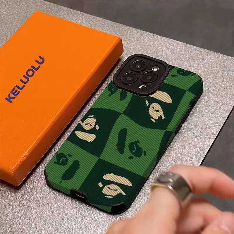 Étui à carreaux vert foncé TechGlobe compatible iPhone 13, 11/12 Pro, XR, XS Max, 8 Plus, souple, unisexe_voghion.com