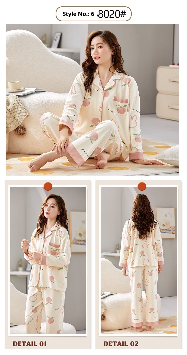 Pigiama ChicShe 100% cotone, primavera e autunno, cardigan a maniche lunghe, caldo abbigliamento da casa, comodo, morbido, vestibilità ampia, da donna._voghion.com