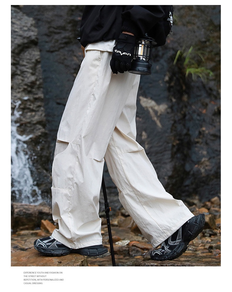 001 Outdoor Hiking Functionele rechte broek voor mannen en vrouwen, snel drogende casual losse waterdichte trekkingbroek met wijde pijpen,_voghion.com