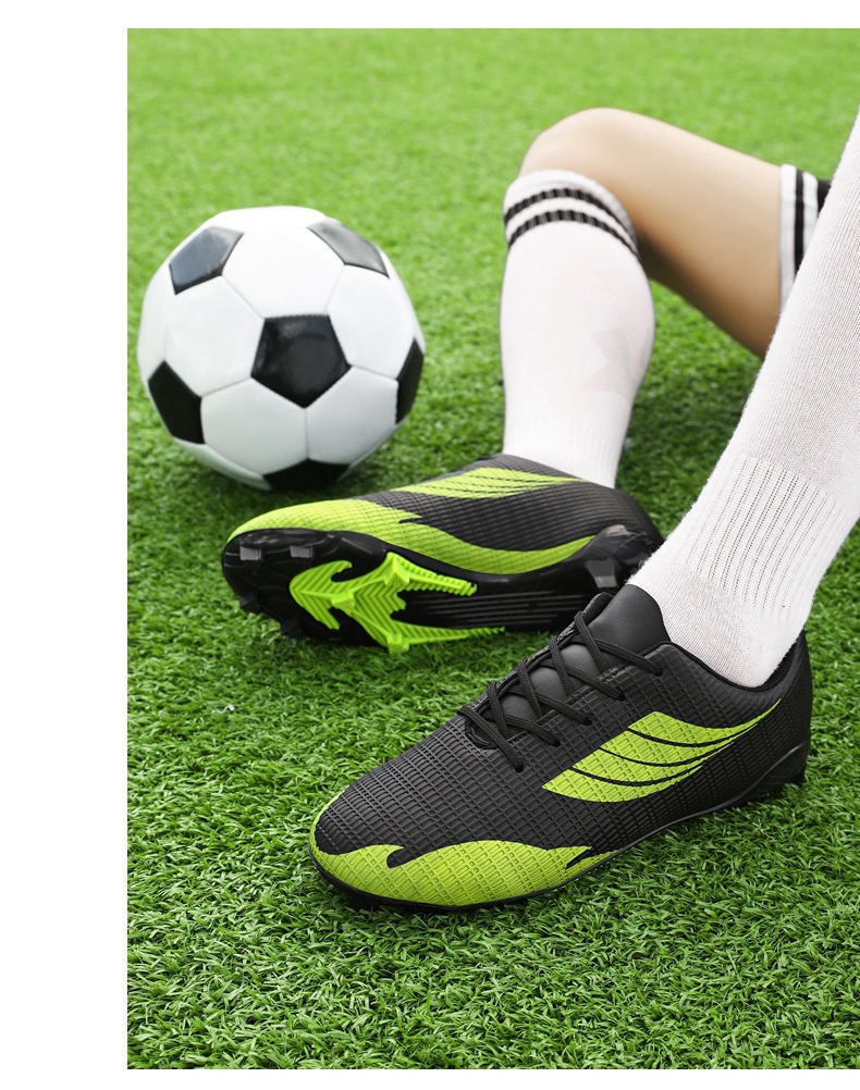 ShoeGlobe Scarpe da calcio basse corte da allenamento in pelle con superficie chiodata e antiscivolo per ragazzi e ragazze_voghion.com