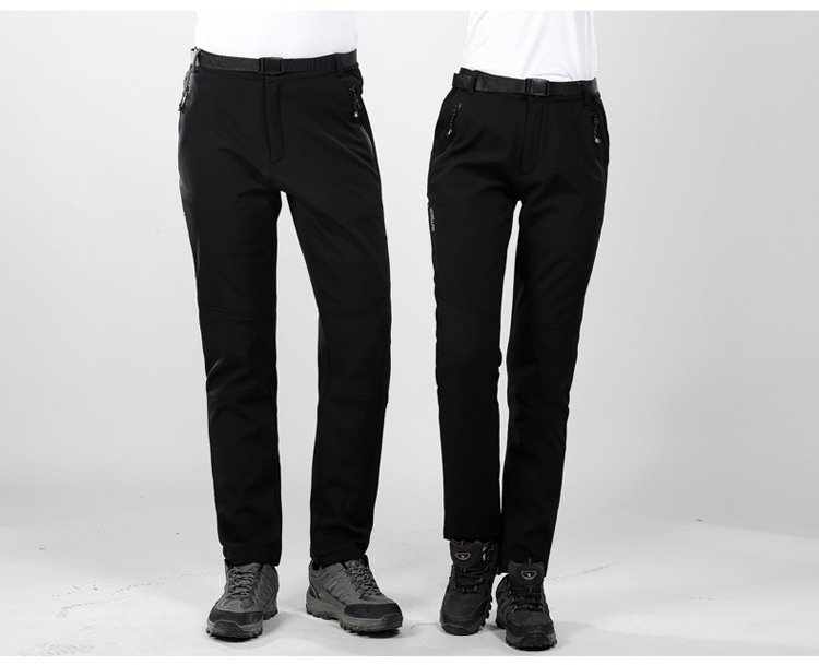 001 Winter Fleece-Lined For Men Women, Windproof And Waterproof, Hiking Pants, Couples' Warm Softshell Pants_voghion.com