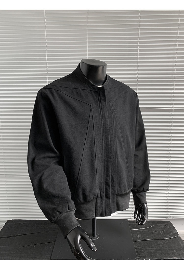 boy Black Warrior Heavy Canvas Flight Jacket Men's Autumn Bomber Inverted Triangle Silhouette Washed Vintage Cotton Coat_voghion.com