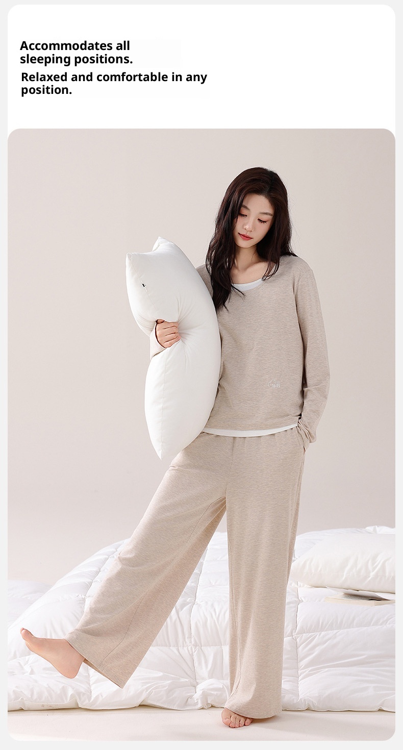 ChicShe Women's Pajamas Wih Ches Pads, Spring And Auumn Modal Thin Long Sleeve New Casual Two-Piece Pullover Homewear_voghion.com