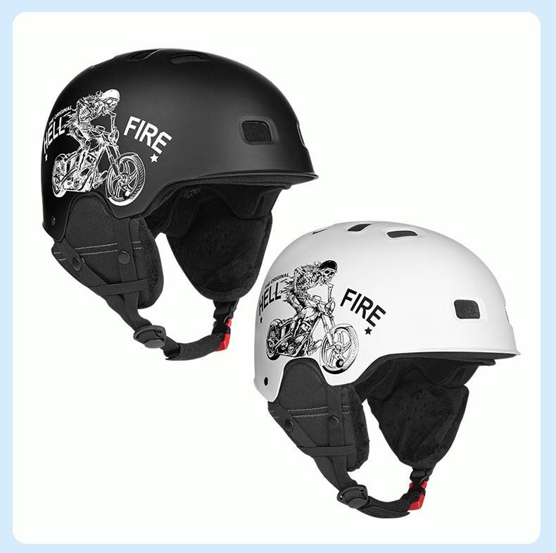 001 Skull Style Head-Mounted Ski Outdoor Adjustable Single And Double Board Sports Snow Helmet Anti-Collision Equipment_voghion.com