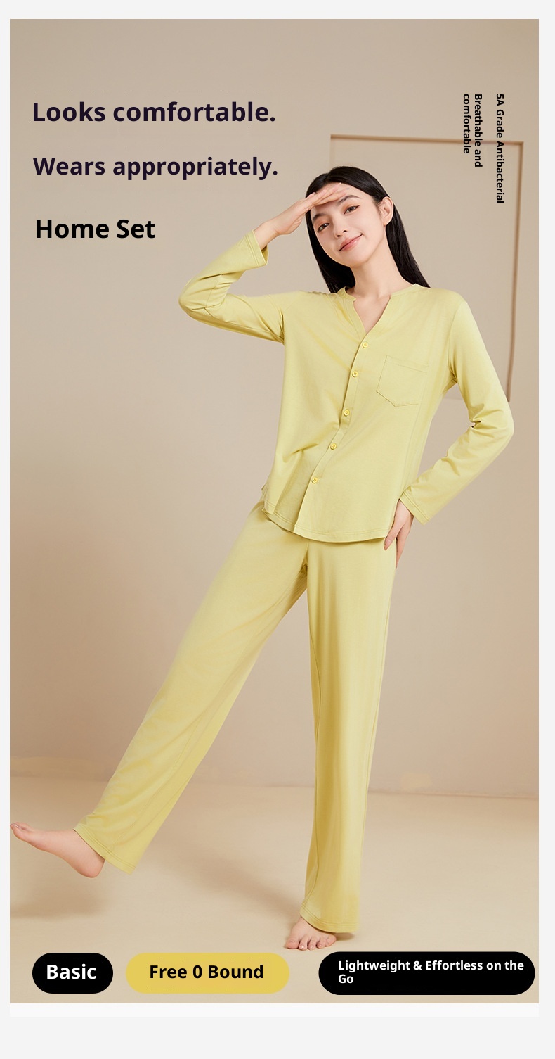 ChicShe Classe A Pigiama da donna in Tencel, traspirante, antibatterico, a maniche lunghe, autunnale, in cotone, per la casa, Xinjiang_voghion.com