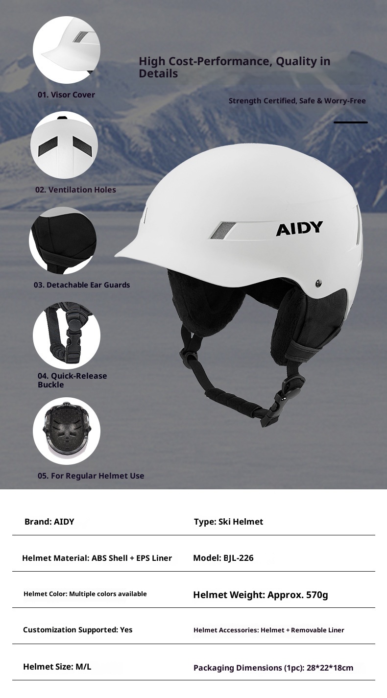 001 En stock Venta al por mayor y al por menor Casco de snowboard AIDY Cálido Transpirable Unisex Interior Exterior Esquí Deportes_voghion.com