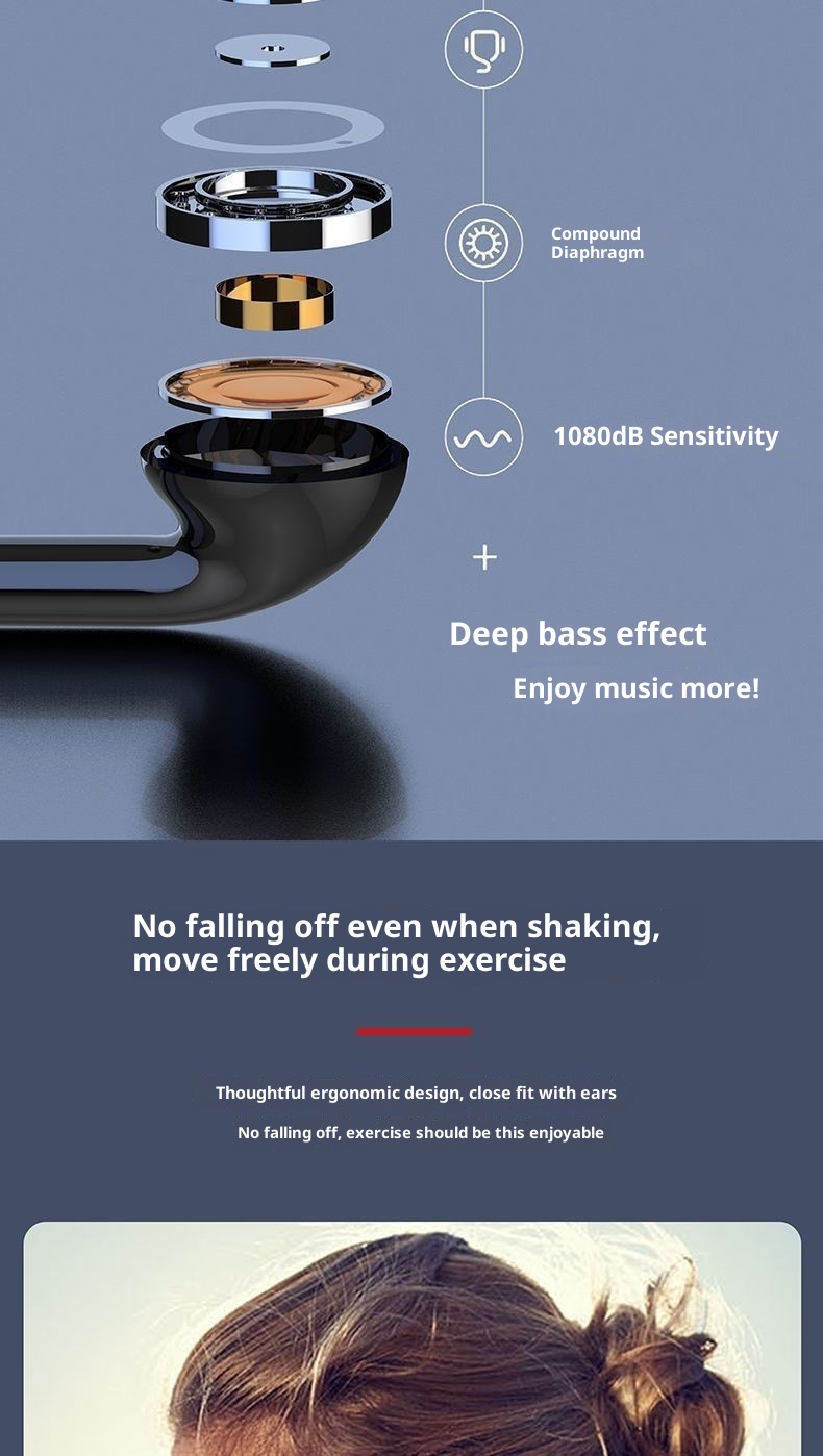 3c New Wireless Bluetooth LED Digital Display Sports Ultra-Long Battery Life Headset Gaming E-Sports Hanging Neck Style_voghion.com