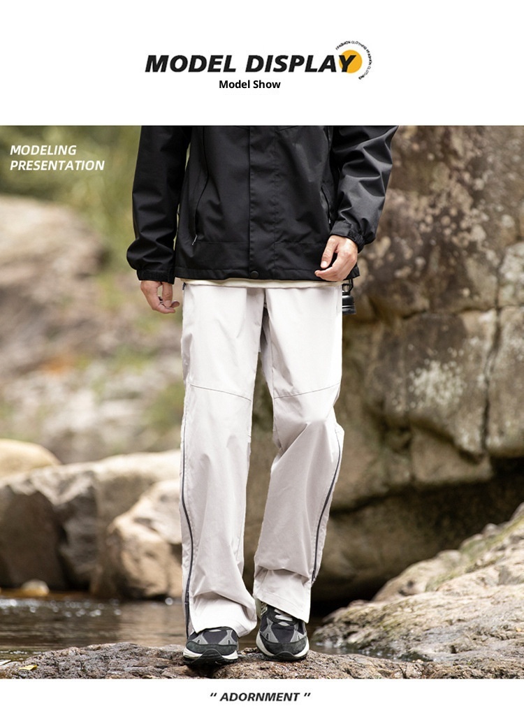 001 Spring And Autumn Outdoor Waterproof Hiking Men, Functional Zipper Straight Leg Cargo Casual Pants For Men_voghion.com