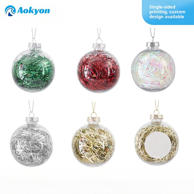 Lillian Cross-Border Wholesale Transparent Tree Decoration Hanging PET DIY Heat Transfer Sticker Christmas Ball With Wrapped_voghion.com