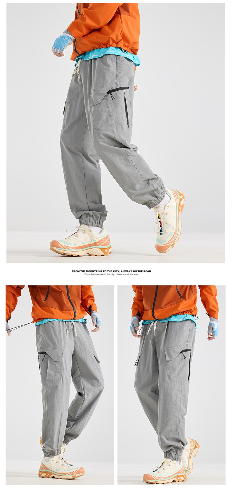 001 Outdoor lichtgewicht sport softshell voor heren en dames, lente en herfst trendy waterbestendige losse cargobroek, wandelen_voghion.com