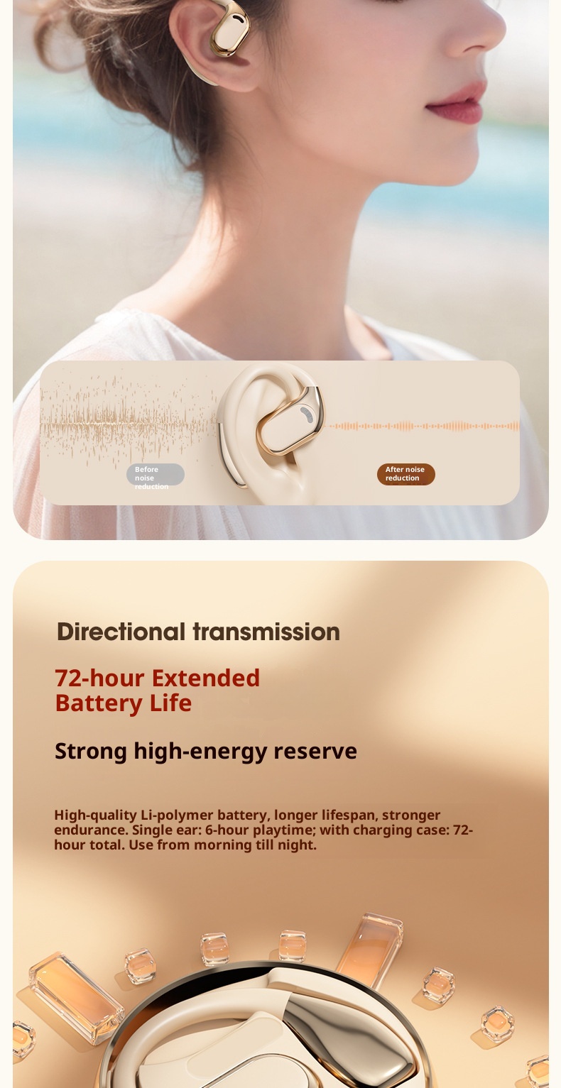 3c Cross-Border Hot M76 Hook Open Ear Non-In-Ear OWS Bone Conduction Wireless Bluetooth Earphone Color Display_voghion.com