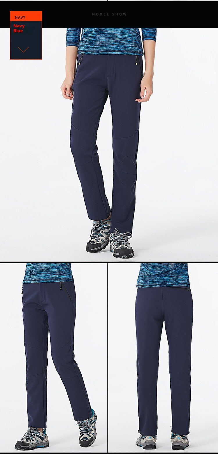 001 Soft Shell Softshell Men Women Fleece-Lined Ski Thickened Warm Outdoor Fleece Hiking Pants_voghion.com