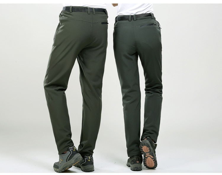 001 Winter Fleece-Lined For Men Women, Windproof And Waterproof, Hiking Pants, Couples' Warm Softshell Pants_voghion.com