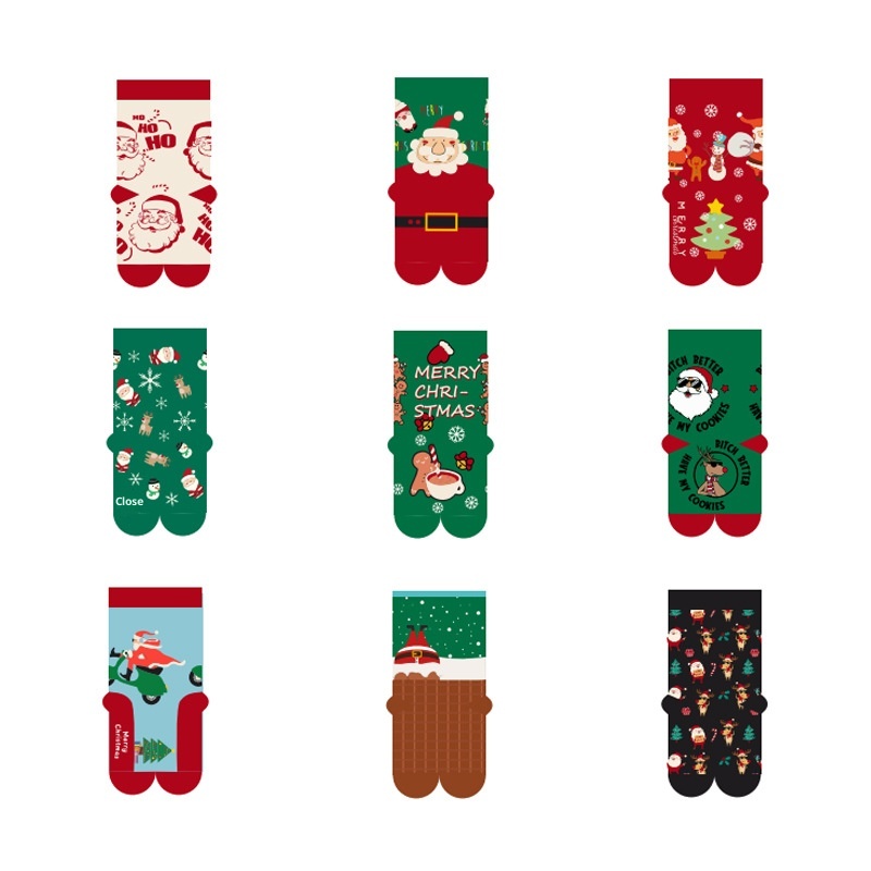 Lillian Cross-Border Haichin Neue wadenhohe Weihnachtssocken für Damen, europäische und amerikanische Designer-Baumwollsocken im Weihnachtsmann-Stil_voghion.com