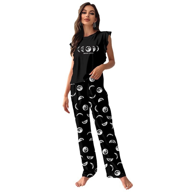 ChicShe 2024 New Cross-Border European And American Style Short Sleeve T-Shirt Long Pants Women's Pajamas Casual Comfortable_voghion.com