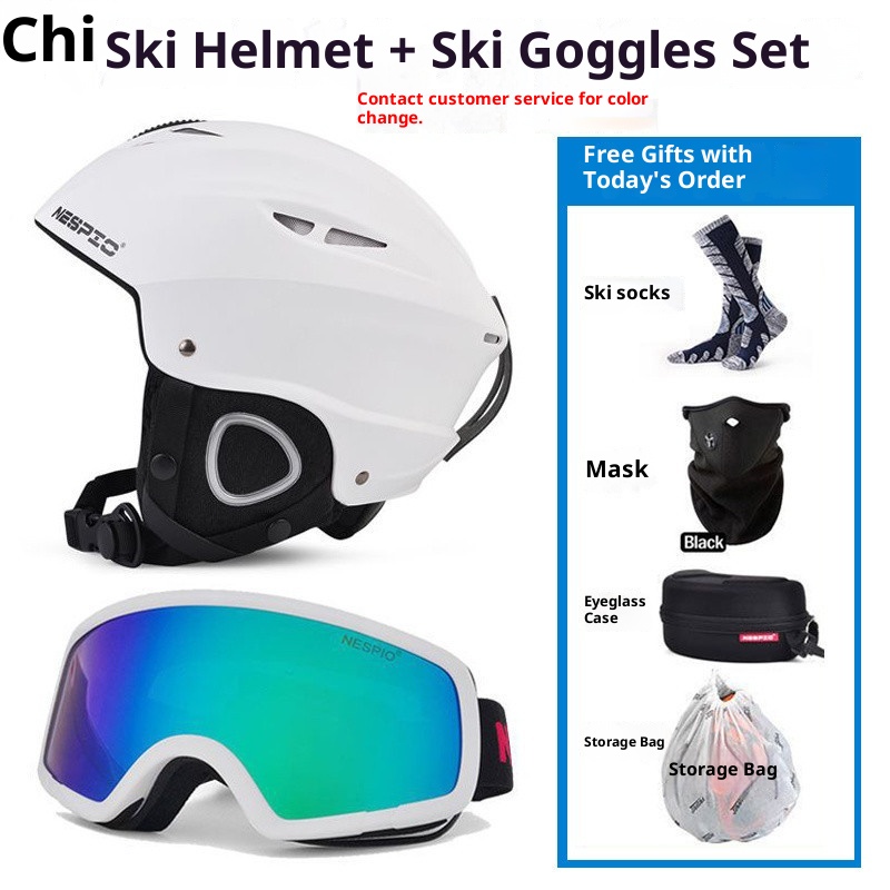 001 Snowboard Ski For Men Women, Winter Sports Snow Helmet And Goggles Set, Children's Safety Protective Gear Hat_voghion.com