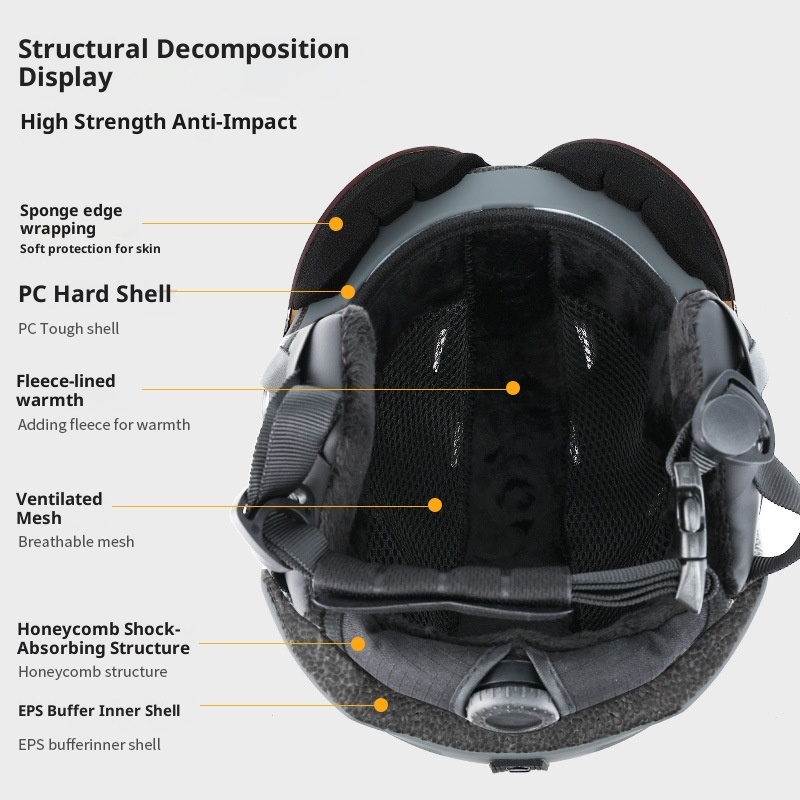 001 Ski Goggles Integrated Snow Helmet Unisex Outdoor Single And Double Board Anti-Collision Breathable 2024 New Anti-Fog_voghion.com