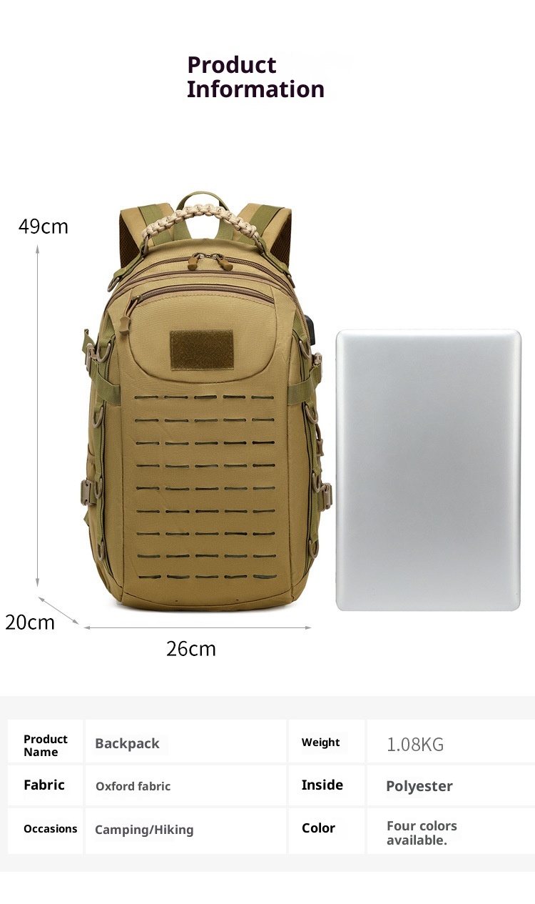 ActiveGo Taktischer Rucksack mit großem Fassungsvermögen, wasserdicht, abriebfest, multifunktional, für Bergsteigen, Wandern, Reisen, Herren_voghion.com