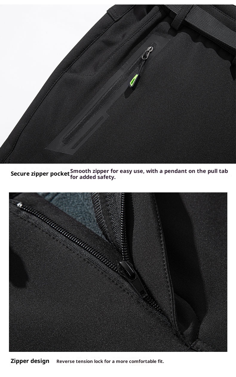 001 Plus Size Men's Outdoor Fleece Skiing Hiking Autumn Winter Thickened Warm Waterproof Wear-resistant Soft Shell Pants_voghion.com