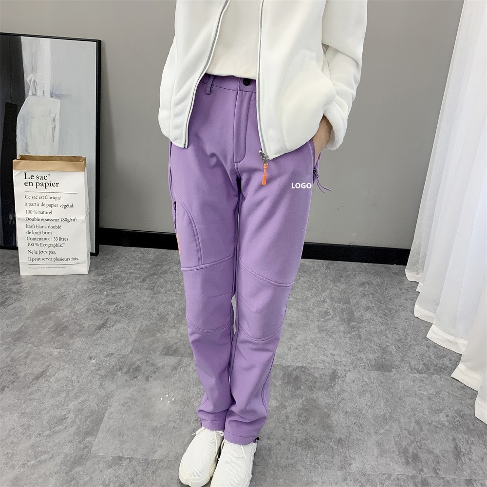 001 Winddichte und wasserdichte, mit Thermofleece gefütterte, dicke, lange Softshell-Wanderhose für Damen und Herren, Herbst und Winter_voghion.com