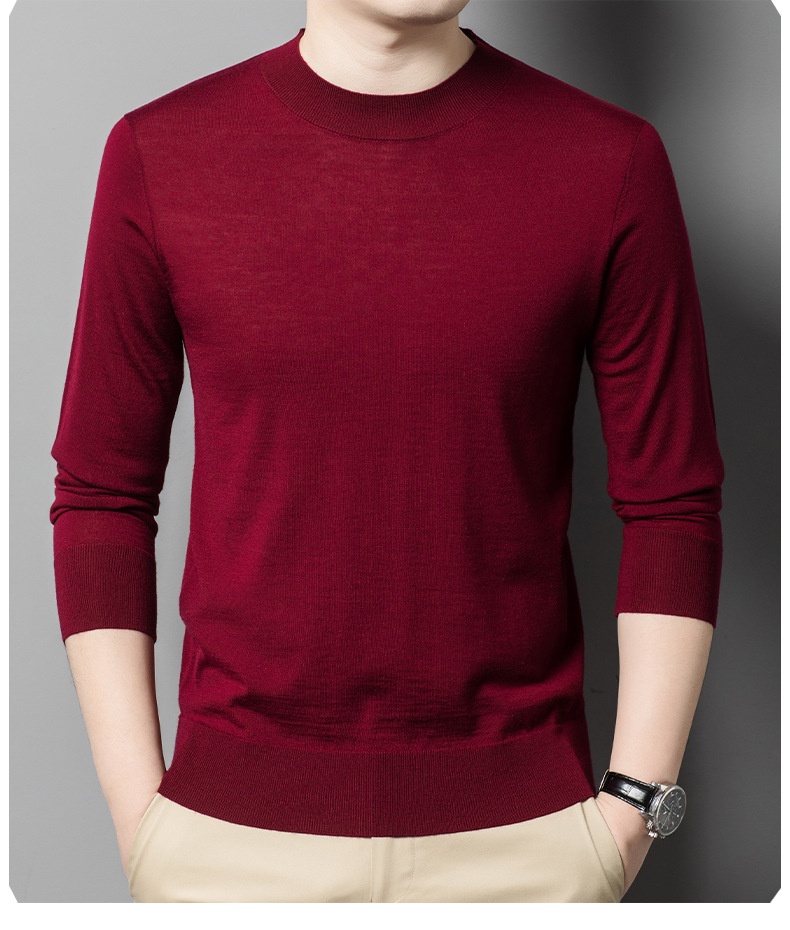 Maglione da uomo in lana lavorata a maglia a collo alto, sottile e lavabile in lavatrice, di alta qualità, per uomini giovani e di mezza età_voghion.com