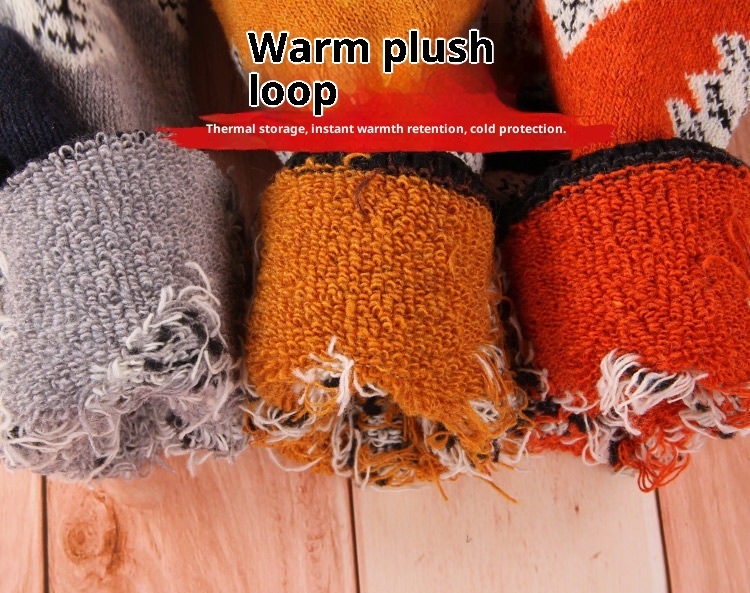 Lillian Autumn Winter Thickened Warm Christmas Tree Terry Women's Heart Deer Rabbit Wool Mid-Calf Maternity Socks Soft_voghion.com