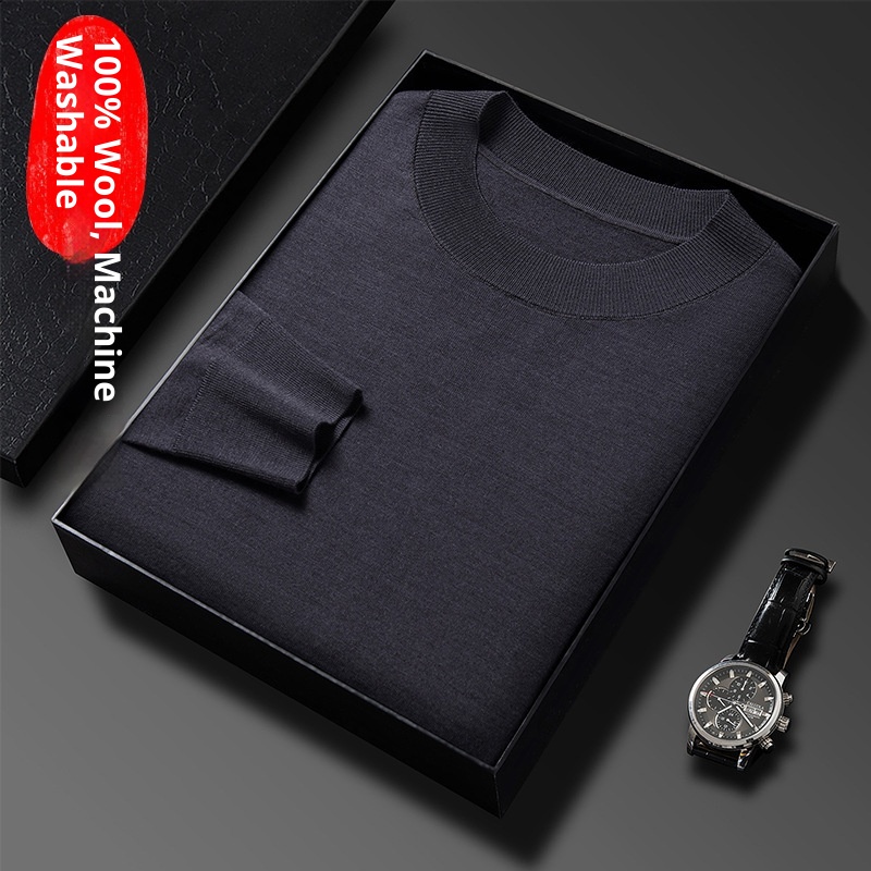 Maglione da uomo in lana lavorata a maglia a collo alto, sottile e lavabile in lavatrice, di alta qualità, per uomini giovani e di mezza età_voghion.com