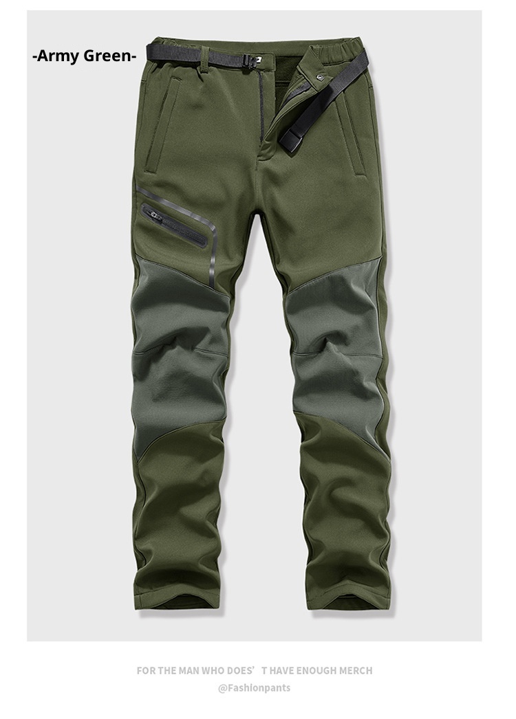 001 Outdoor Sports Casual Softshell For Men, Autumn Winter Fleece-Lined Thickened Warm Hiking Pants, Waterproof And_voghion.com