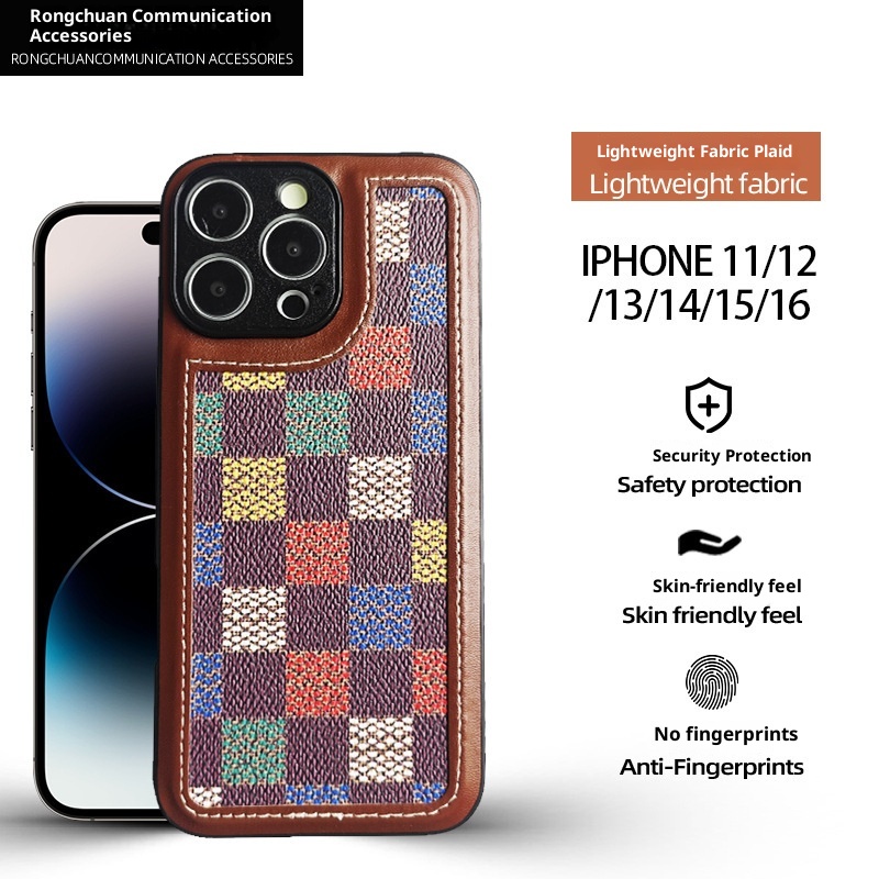 Étui de téléphone TechGlobe anti-chute, protection intégrale, compatible avec iPhone 16, motif à carreaux, vente en gros directement du fabricant_voghion.com