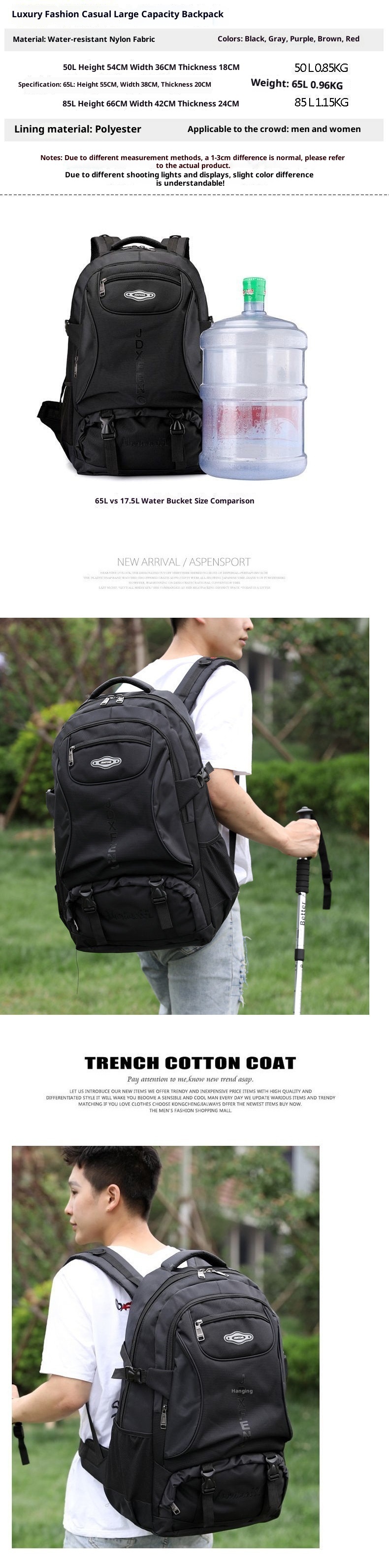 ActiveGo Outdoor Men Large Capacity Travel Casual Hiking Backpack Women Sports Waterproof Tourism Climbing Bag_voghion.com