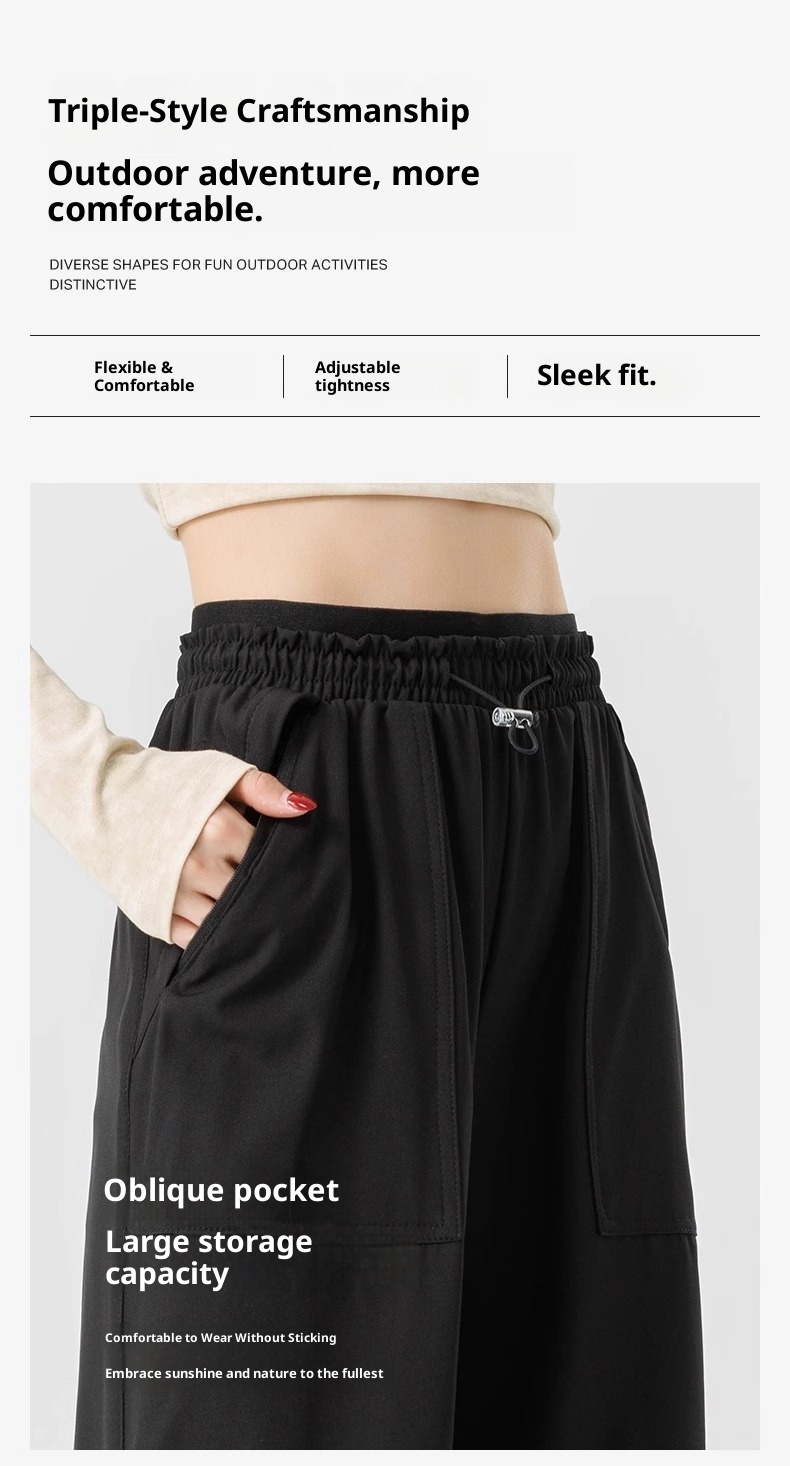 001 Woodpecker Pantalones casuales de verano para mujer, largos, con cordón, sencillos, de cintura alta, adelgazantes, de pierna ancha, para exteriores, para hombre_voghion.com