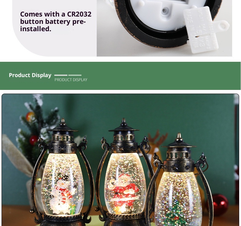 Lillian Decorations Crystal Ball Glowing Handheld Oil Lamp Snow Floating Light Gift Christmas Tabletop Ornament_voghion.com