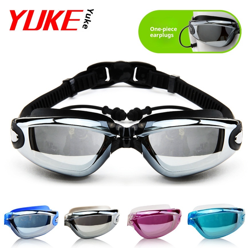 001 001 Men's And Set Adult Large Frame Electroplated Goggles Shark Skin Waterproof Swimming Trunks Package Wholesale_voghion.com