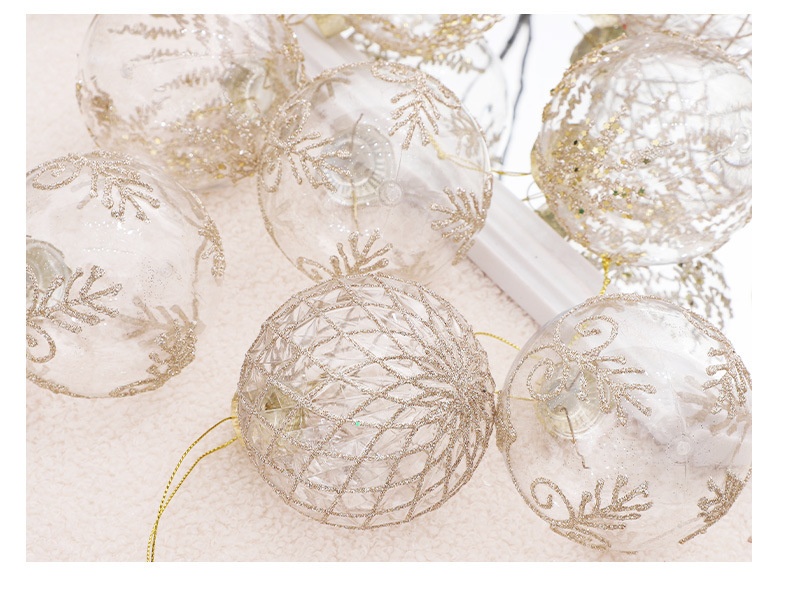 Decorazioni per l'albero di Natale con palline trasparenti in PET dipinte a mano da 8 cm/9 pezzi di Lillian Cross-Border_voghion.com