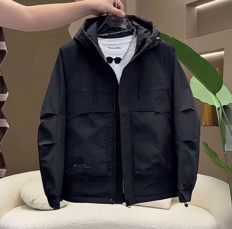 boy Factory Direct Hooded Loose Padded Windproof Thickened Double Cotton Softshell Jacket Men's Workwear Warm Winter_voghion.com