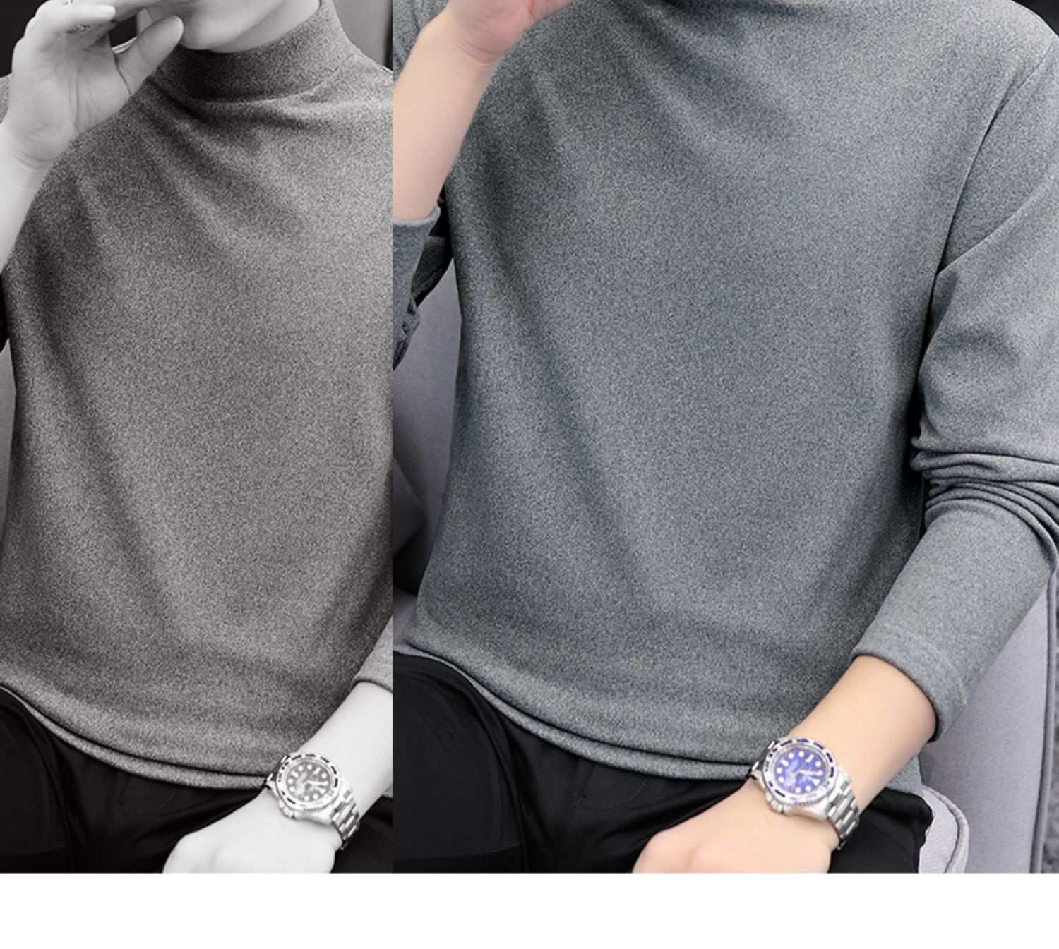 Jungen-Thermo-Langarmshirt mit halboffenem Rollkragen für Männer und Teenager, gefüttert mit dickem Fleece-Unterhemd_voghion.com