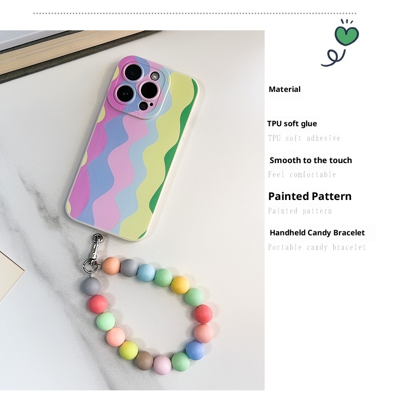 TechGlobe Hanging 16 Rainbow Strap 15 Pro Chain 14 Custodia morbida compatibile con iPhone 13_voghion.com