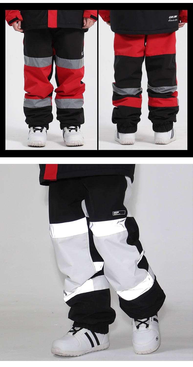001 Gsousnow Luminous Color Block Snow Unisex 2021 Waterproof Warm Snowboard Pants_voghion.com