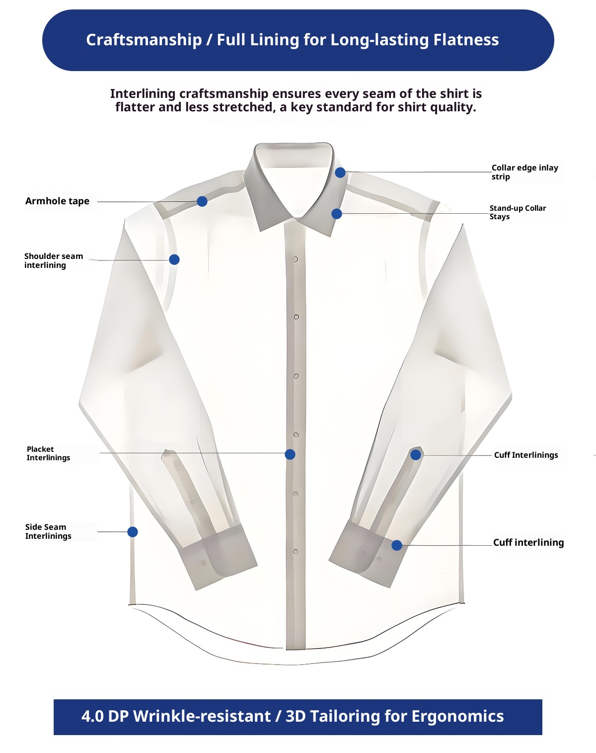 ForMen DP Bügelfreies, leichtes und hochwertiges Business-Casual-Hemd aus Maulbeerseide mit blauen Streifen, 200 Fäden pro Zoll._voghion.com