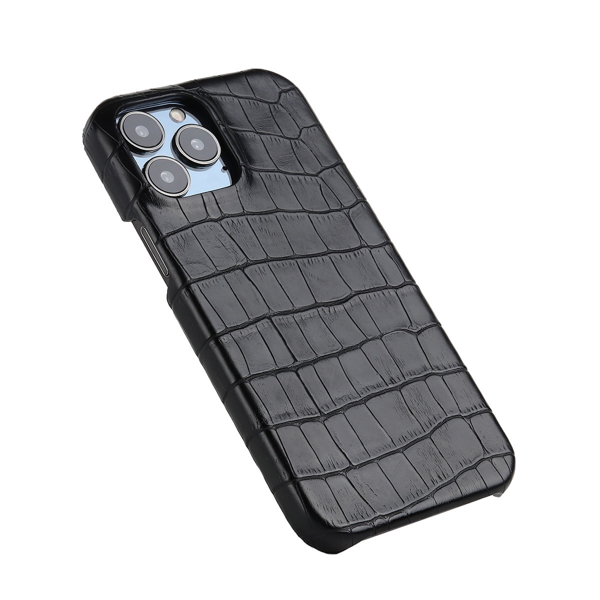 Custodia in pelle con bordo in olio e tinta unita, compatibile con TechGlobe, con texture in pelle di coccodrillo, per telefono 14 Pro 13, protezione completa, anti-caduta, PU_voghion.com