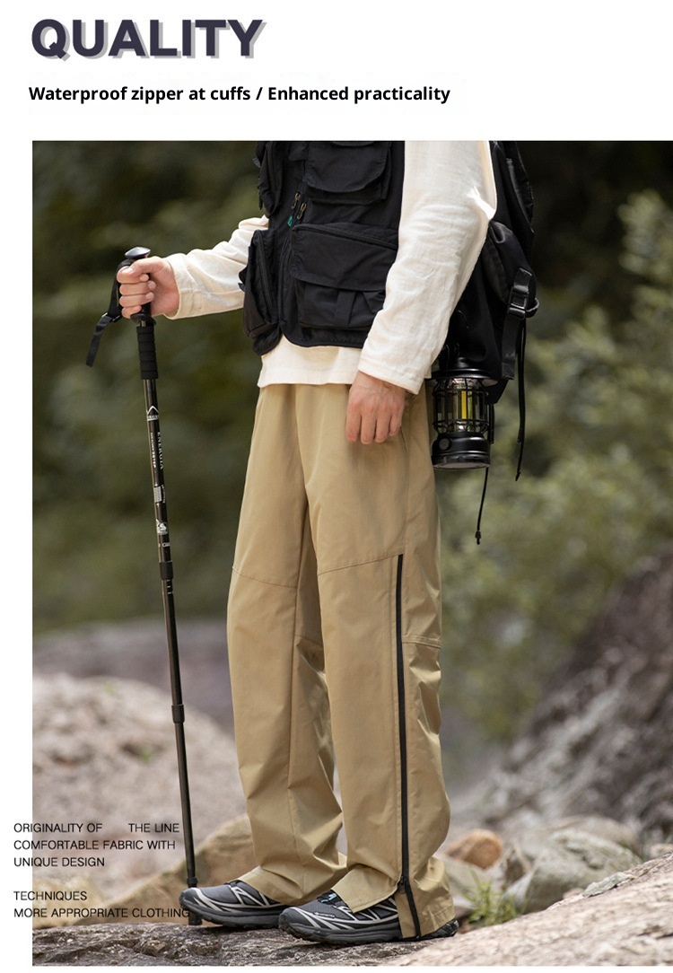 001 Spring And Autumn Outdoor Waterproof Hiking Men, Functional Zipper Straight Leg Cargo Casual Pants For Men_voghion.com
