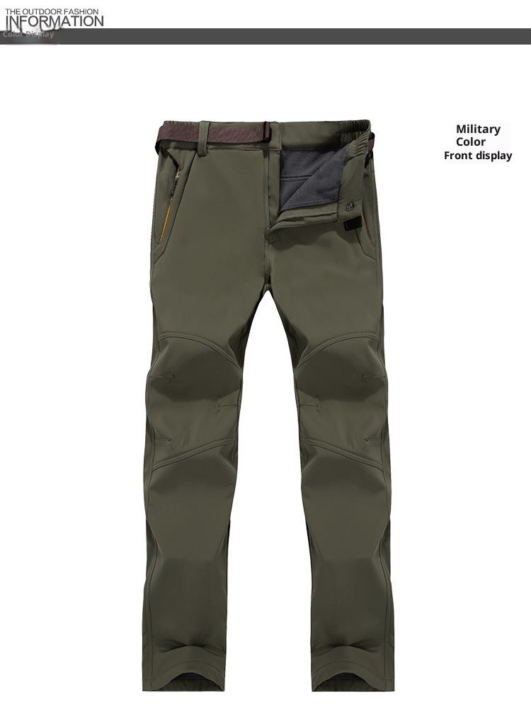 001 Wholesale Outdoor Men's Soft Shell Jacket Thickened Fleece Warm Breathable Windproof Mountaineering Casual Stretch Pants_voghion.com