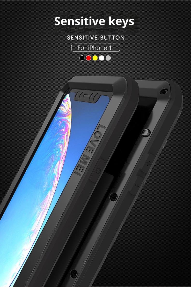 TechGlobe Compatible With IPhone 11 Shockproof Phone Case Thickened Silicone Full Coverage Military Anti-drop Metal Frame_voghion.com