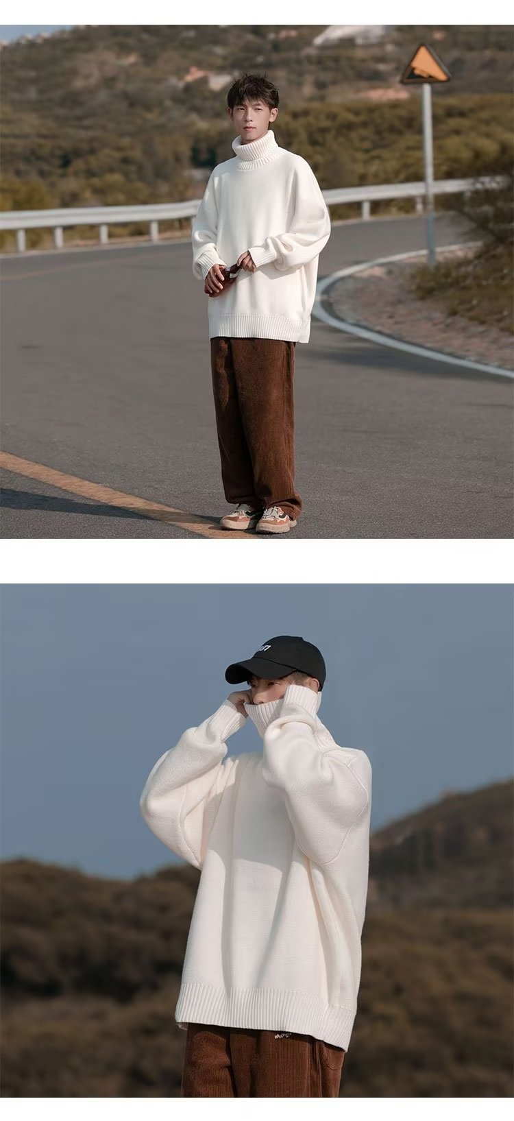 boy Turtleneck For Men Winter New Style Lazy High-End Feel Men's Base Shirt Thick Loose Inner Knitted Sweater_voghion.com